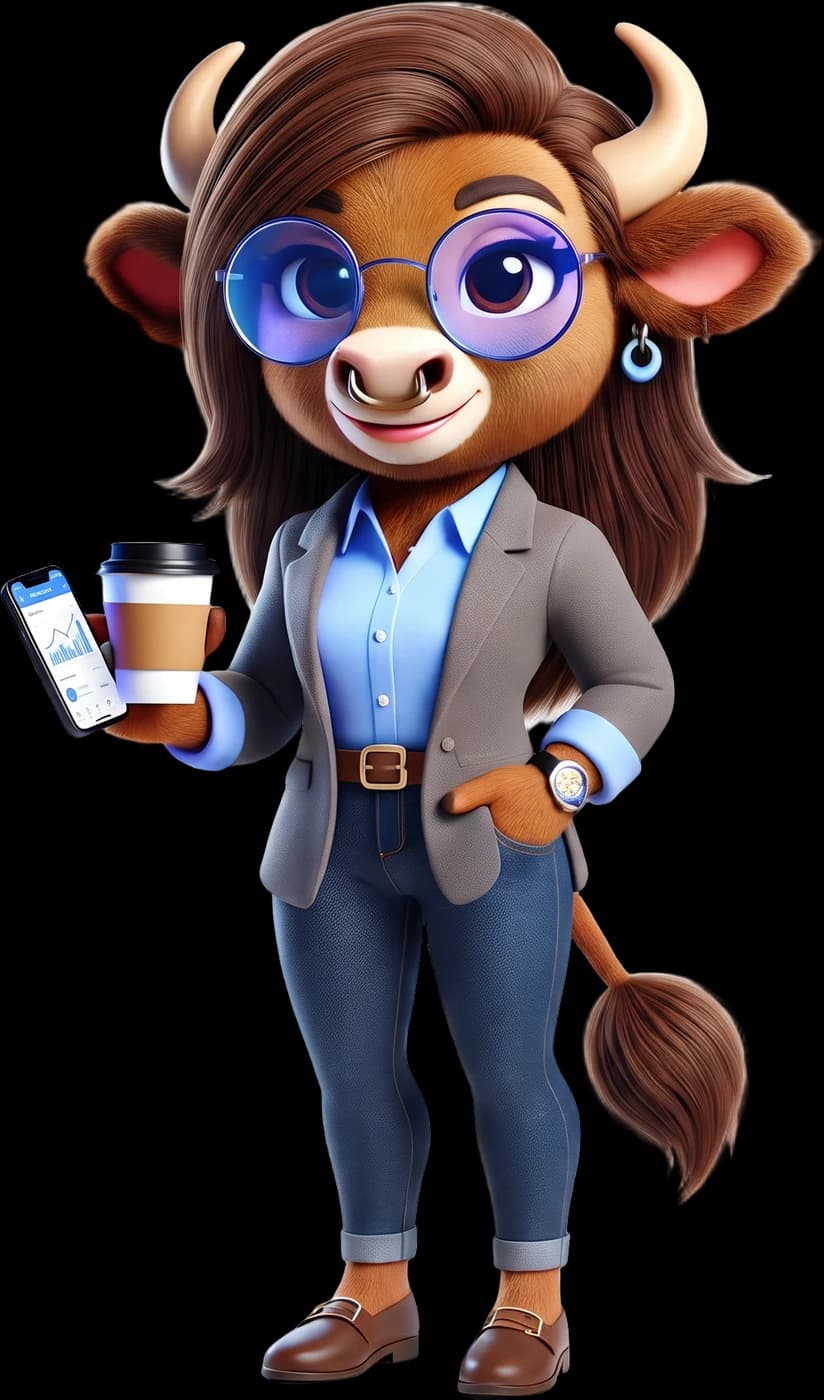 Marketing Bizon with a coffee and a phone